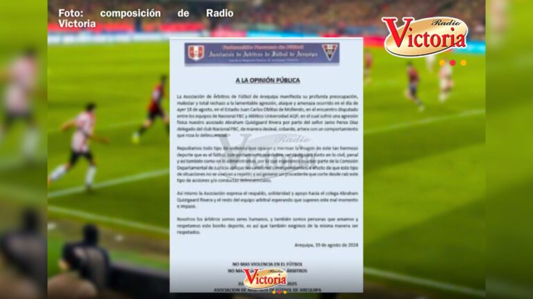 Asociación de Árbitros de Fútbol de Arequipa exige sanciones por lo ocurrido en Mollendo