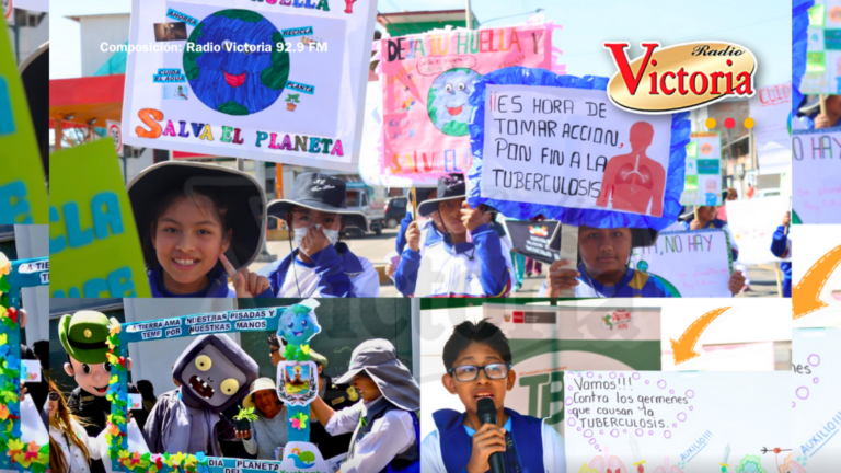 Niños de Paucarpata marchan por lucha contra la tuberculosis y la Hora del Planeta